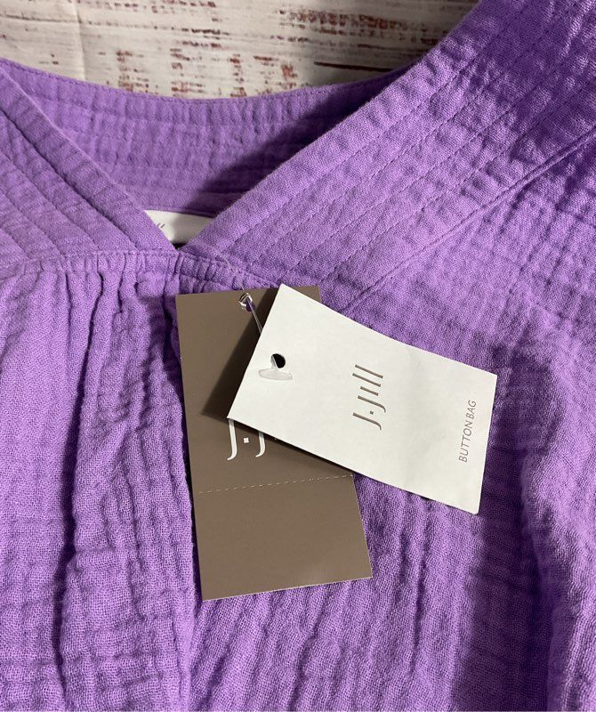 NWT J JILL Women's V-Neck Long Sleeve Purple Blouse Size LP
