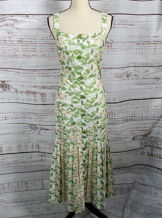 Alexis Floral Embroidered Selma Midi Dress Green Multicolor M