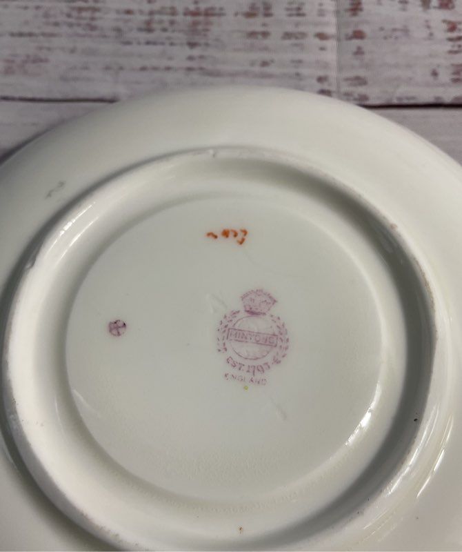 Antique English Minton Hand Painted Floral Porcelain Tea Cup & Saucer