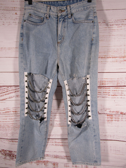 Carmar Hermia Women's Galexia Blue Straight Cut Out Denim Jeans Size 25