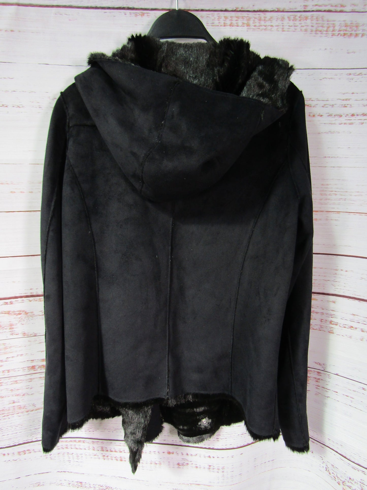 Hale Bob Women's Black Faux Fur Faux Suede Reversible Jacket Size M
