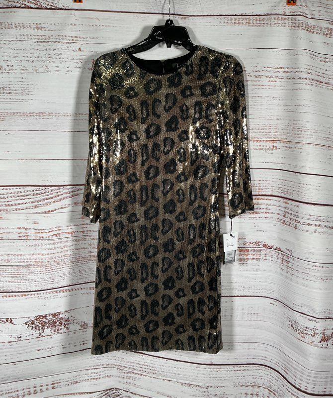 NWT Women's Nicole Miller Animal Print Sequined Dress Size 4 Retail $189