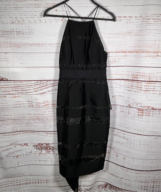 Women's Milly Black Halter Midi Dress with Tulle inserts Size 0 STUNNING!