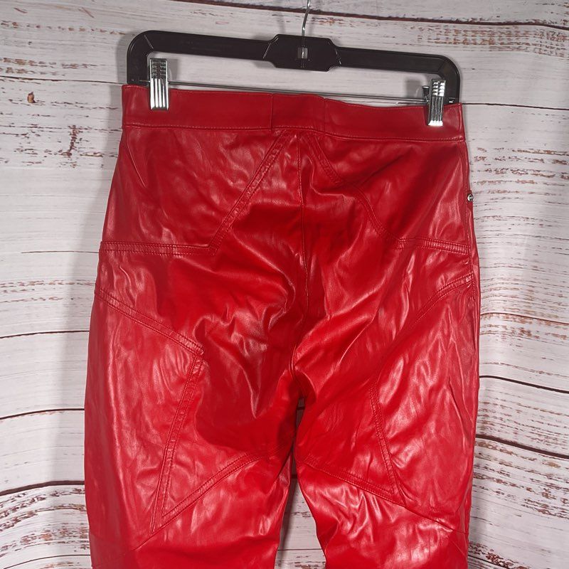 Revice Red Faux Leather Rear Star Panel Flare Leg Pants - Size 29