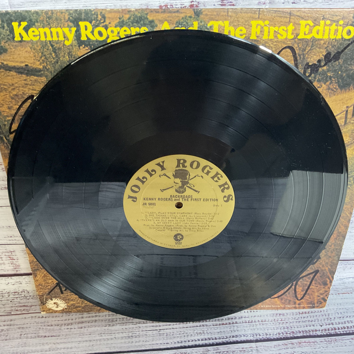 Signed KENNY ROGERS & The First Edition Backroads Vinyl Record LP