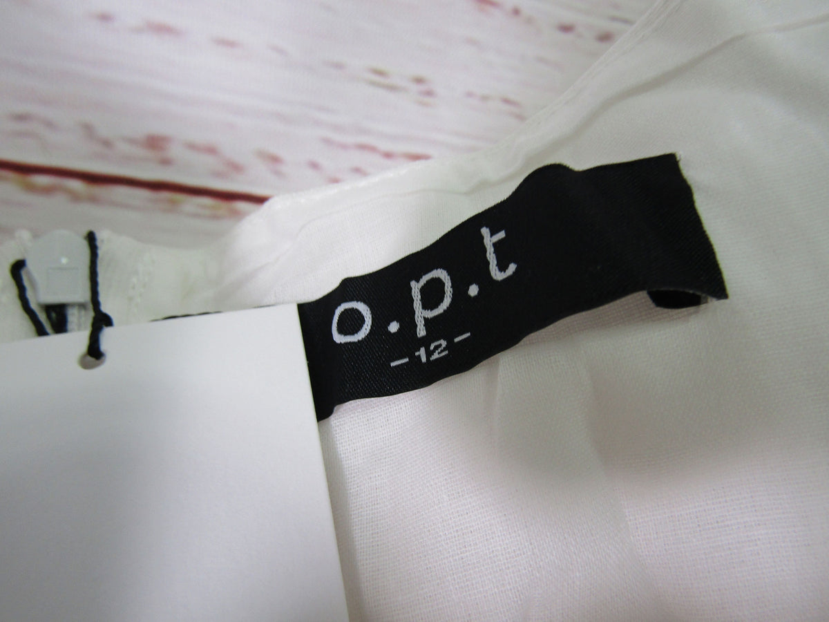 O.P.T Women's White Smocked Puff Sleeve Dress Size 12