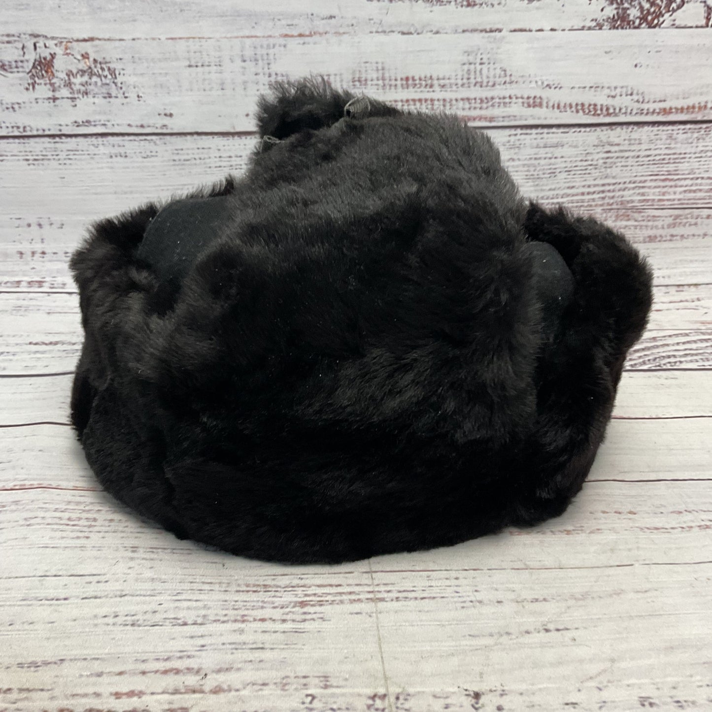 USSR Soviet Navy Black Faux Fur Ushanka Hat