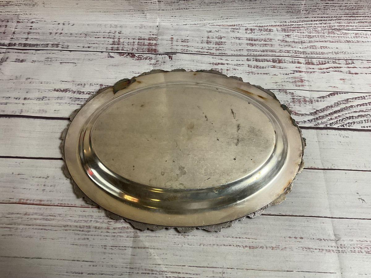 Vintage WM Rogers Silverplated 11" Engraved Tray