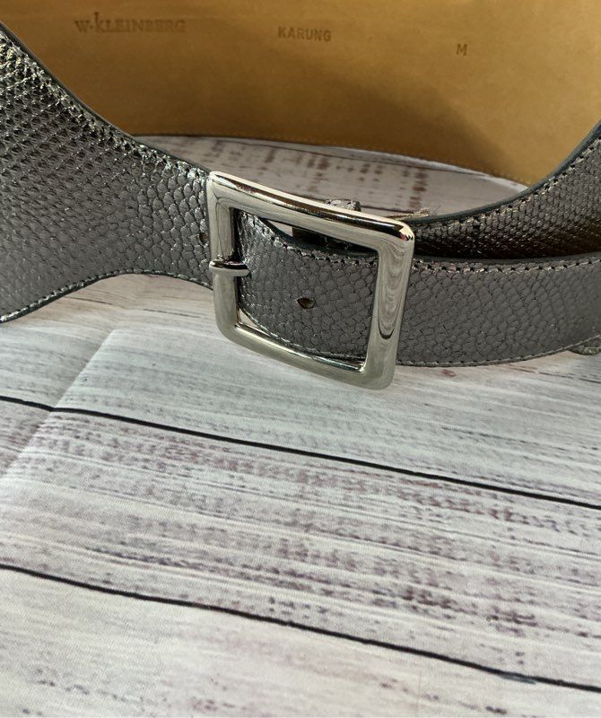 Women's W. Kleinberg Silver Wide Karung Snake Belt Size M