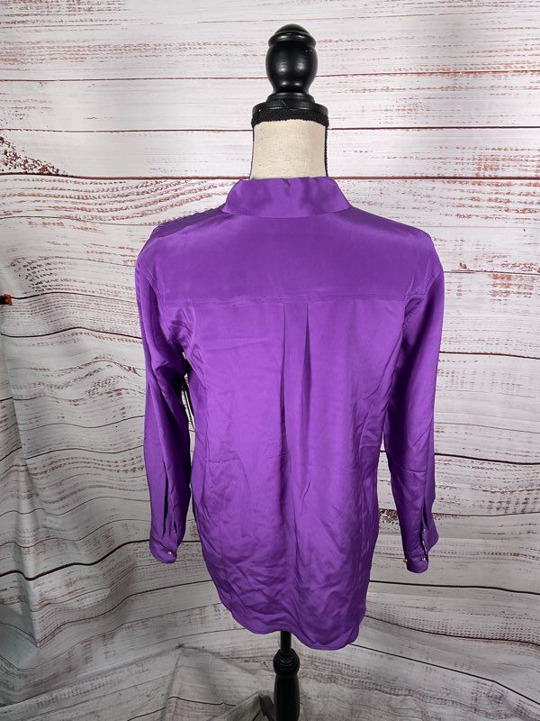 NEW Juicy Couture Sloane Blouse Women's Size 2 Long Sleeve Pockets Purple