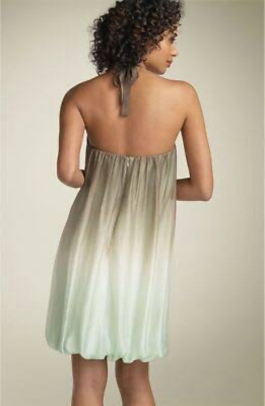 NWT ABS by Allan Schwartz Blue/Beige Ombre Silk Dress Size 14