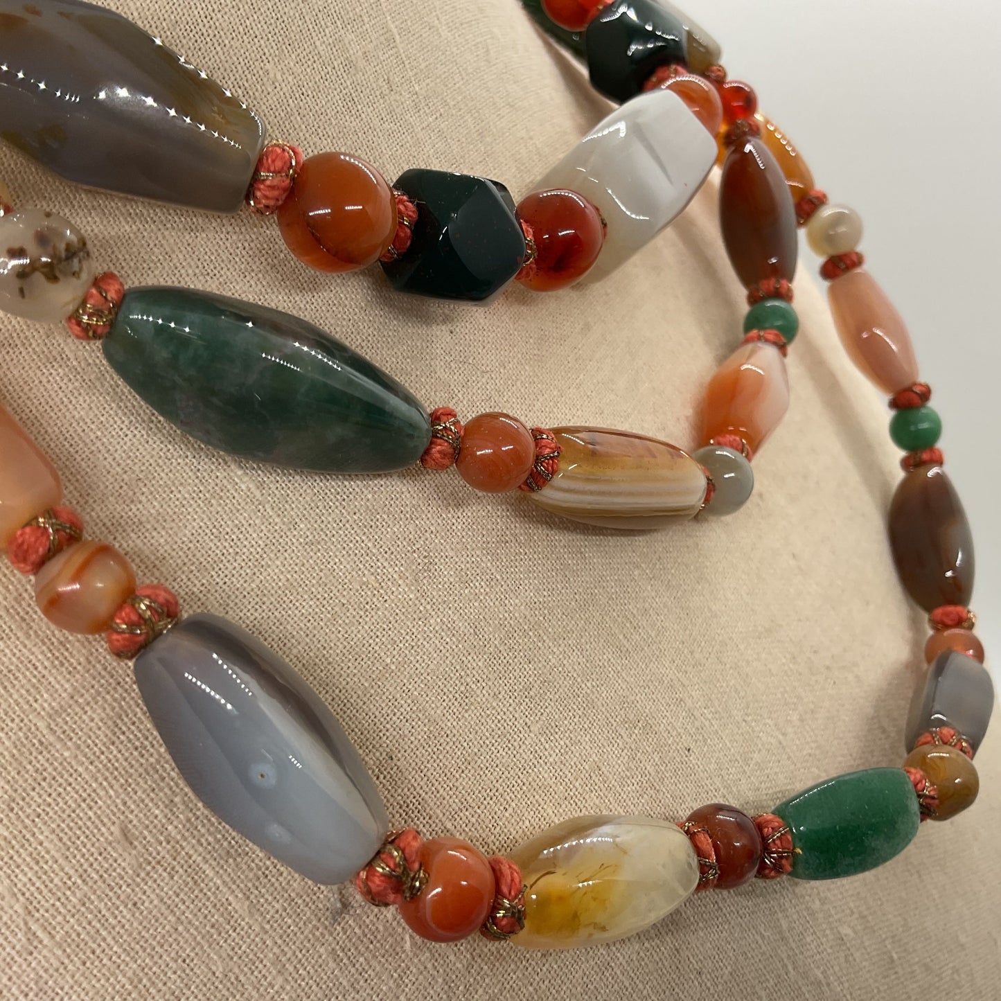 Multi Gemstone LONG Beaded Knotted Necklace- 53"