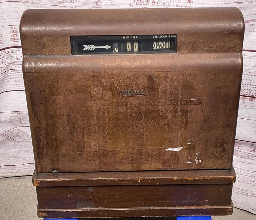 National Company Vintage Antique 21" Tall Cash Register Brown