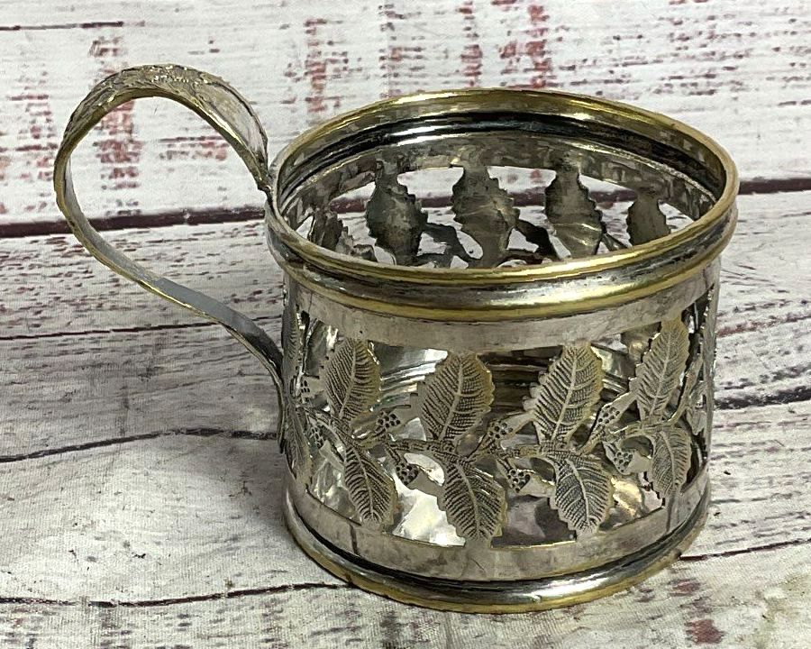 Buch Antique Russian 2.5" Podstakannik Tea Glass Holder Silver Plated
