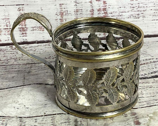 Buch Antique Russian 2.5" Podstakannik Tea Glass Holder Silver Plated