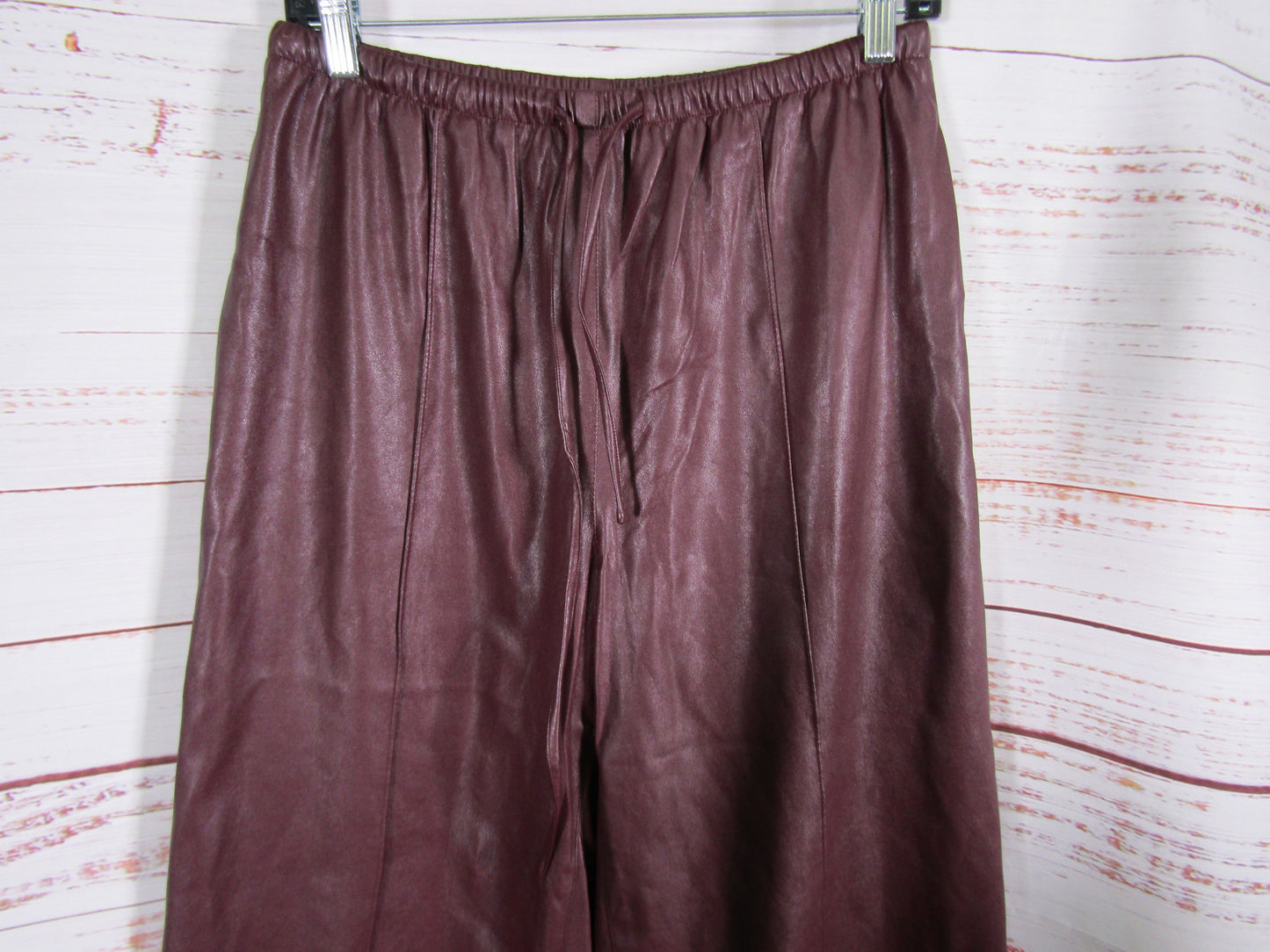 Lapointe Women's Plum Faux Leather Drawstring Wide Leg Pants Size S