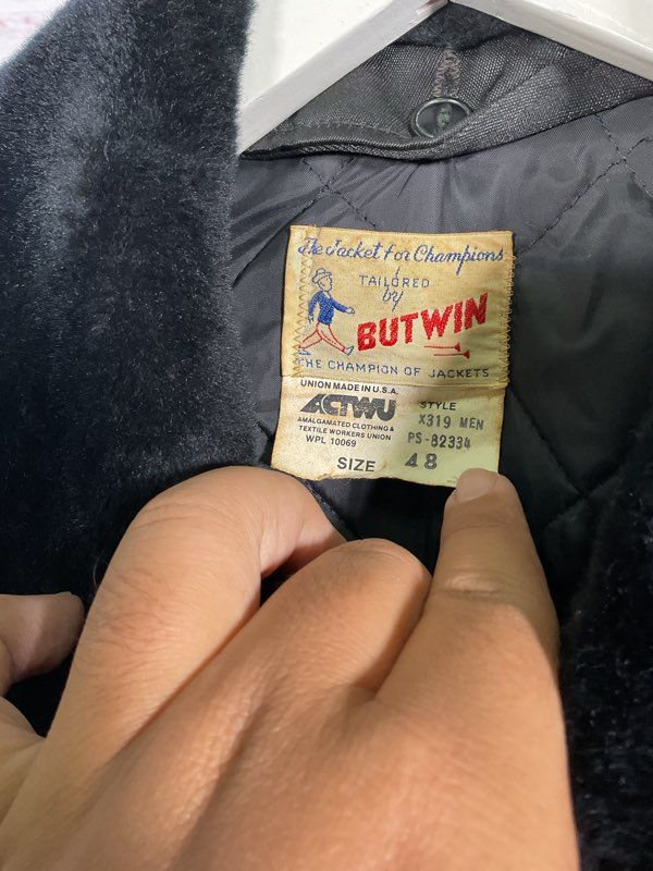 Butwin Jacket Size 48 USA Sheriff Police Bomber Faux Fur Collar Vintage Black