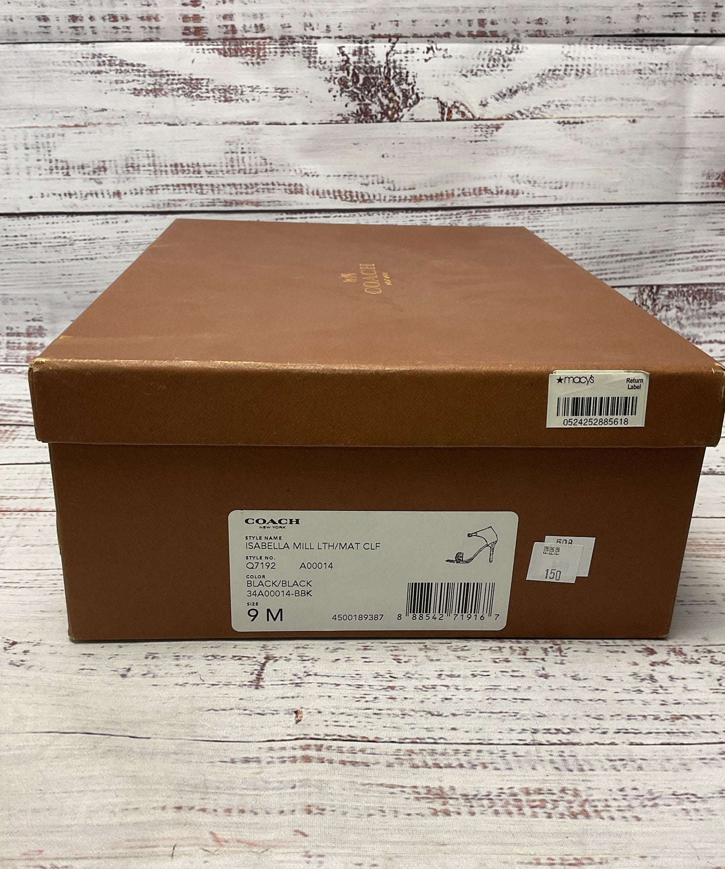 Coach Isabella Mill Feather Brown Leather Pump Heel Women 9 As-Is