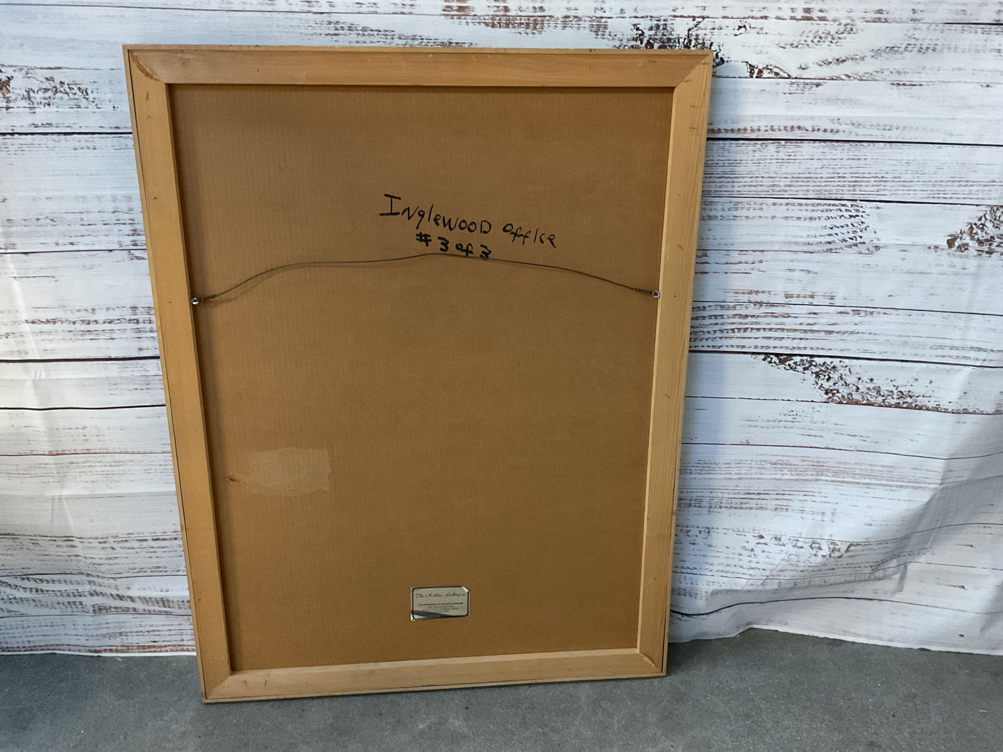 VTG. Blue White Hues Abstract Lithograph- FRAMED 41.75" X 32"