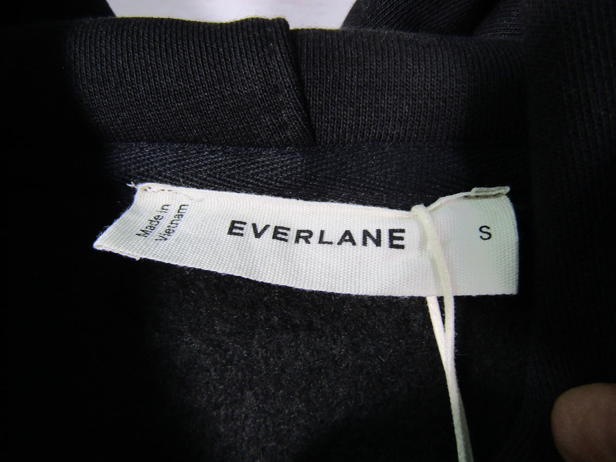 Everlane Women's Black Cropped Luxe Fleece Hoodie Sweater Size S
