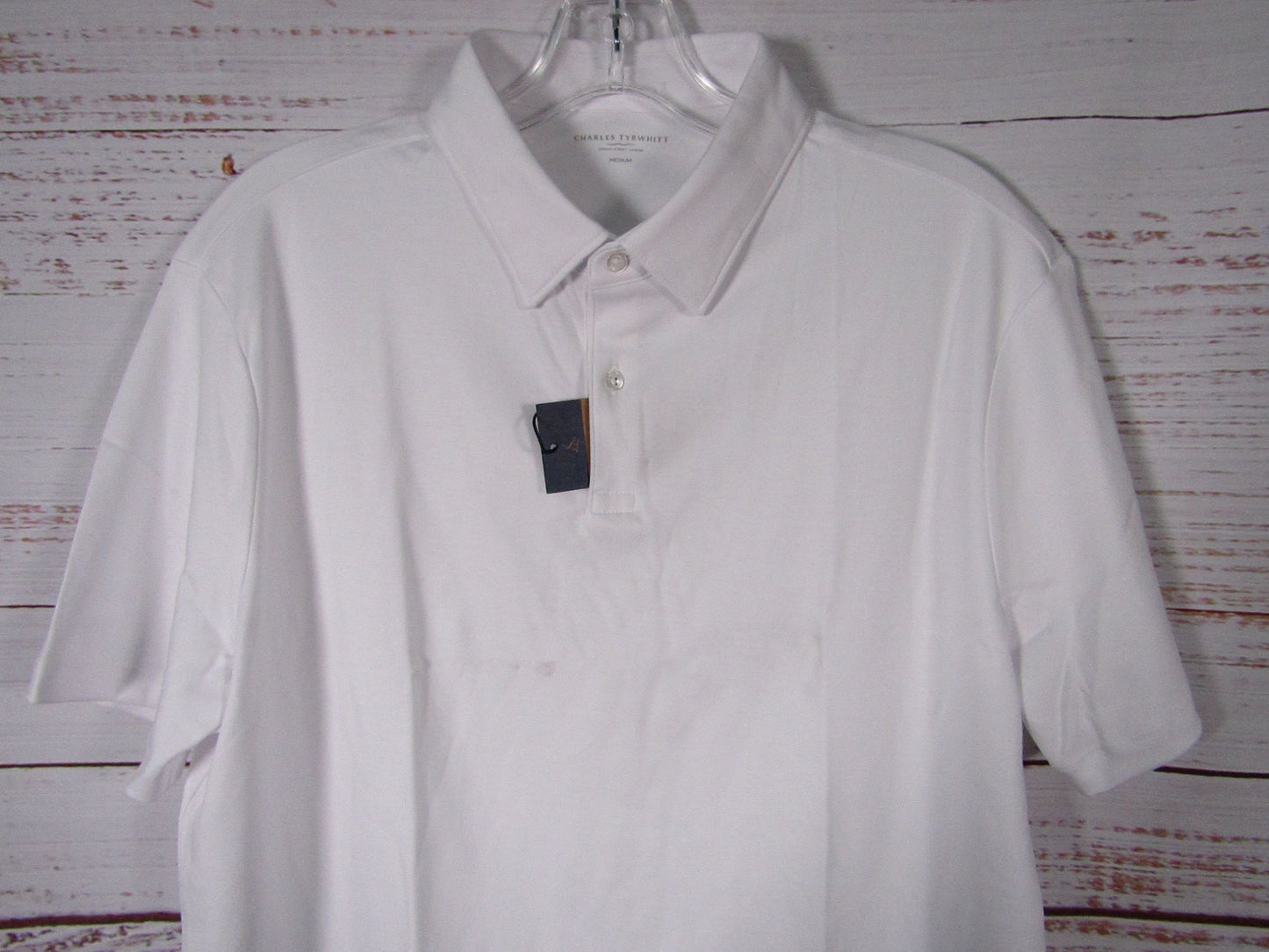 Charles Tyrwhitt White Short Sleeve Jersey Polo Shirt Size M
