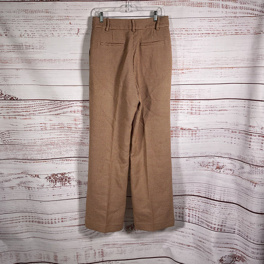 Favorite Daughter Plaid Brown Tan Houndstooth Pattern Pleated Pants - Size 10
