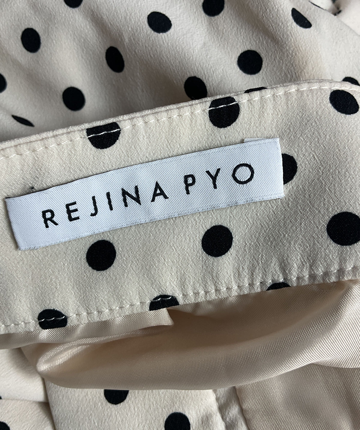 Rejina Pyo Ruched Polka Dot Skirt Cream 6