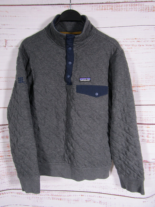Patagonia Men's Gray Organic Cotton Quilt Snap-T Pullover Size S With Monogram