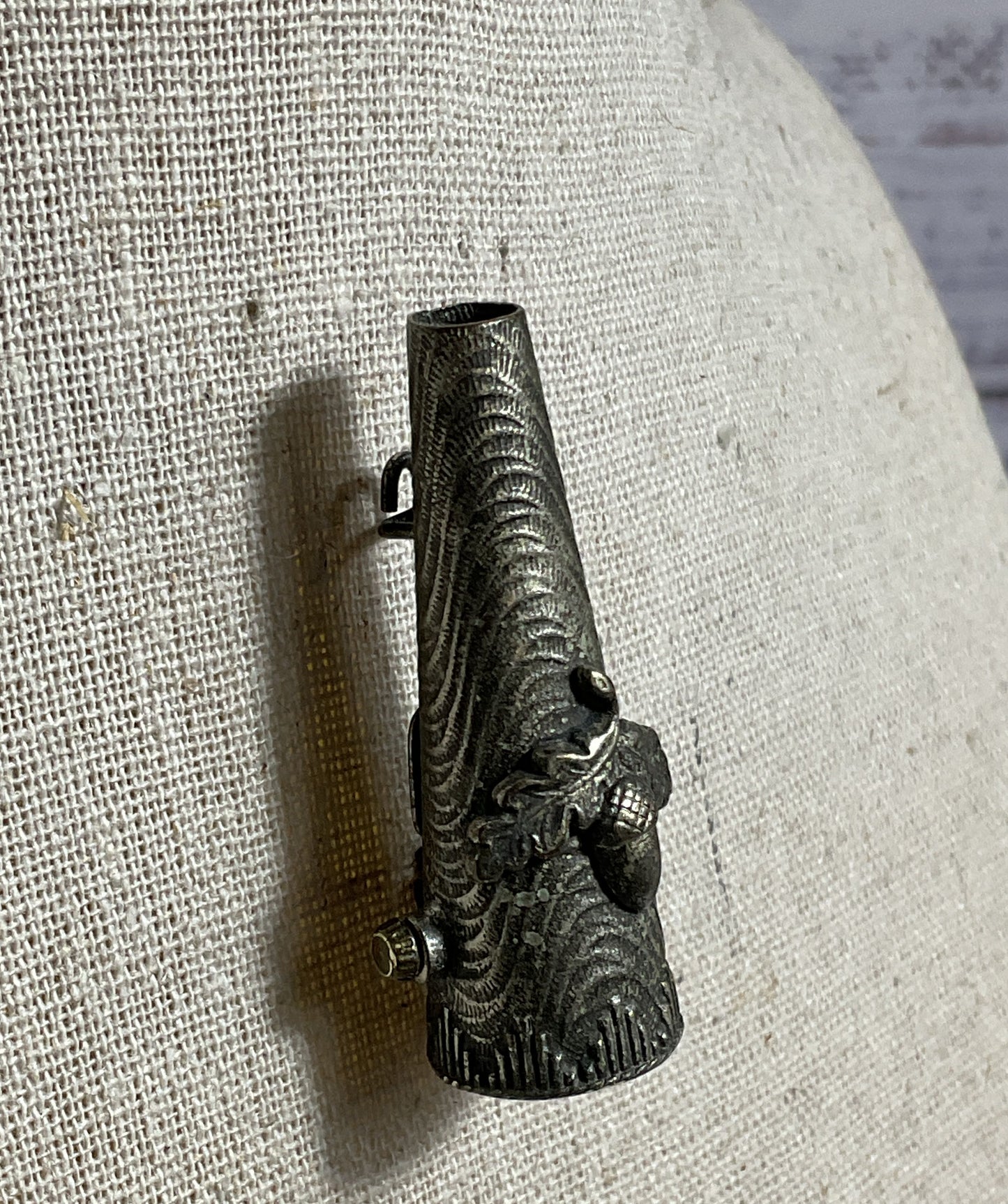 VTG./ANTIQUE W. Germany Silver Tone Cone Adorn with Acorn 1.75" Brooch