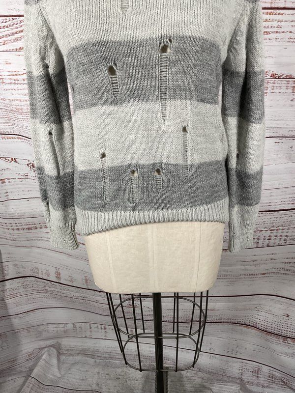 IRO Jeans Women's Stys Distressed Wool Striped Pullover Sweater Size S