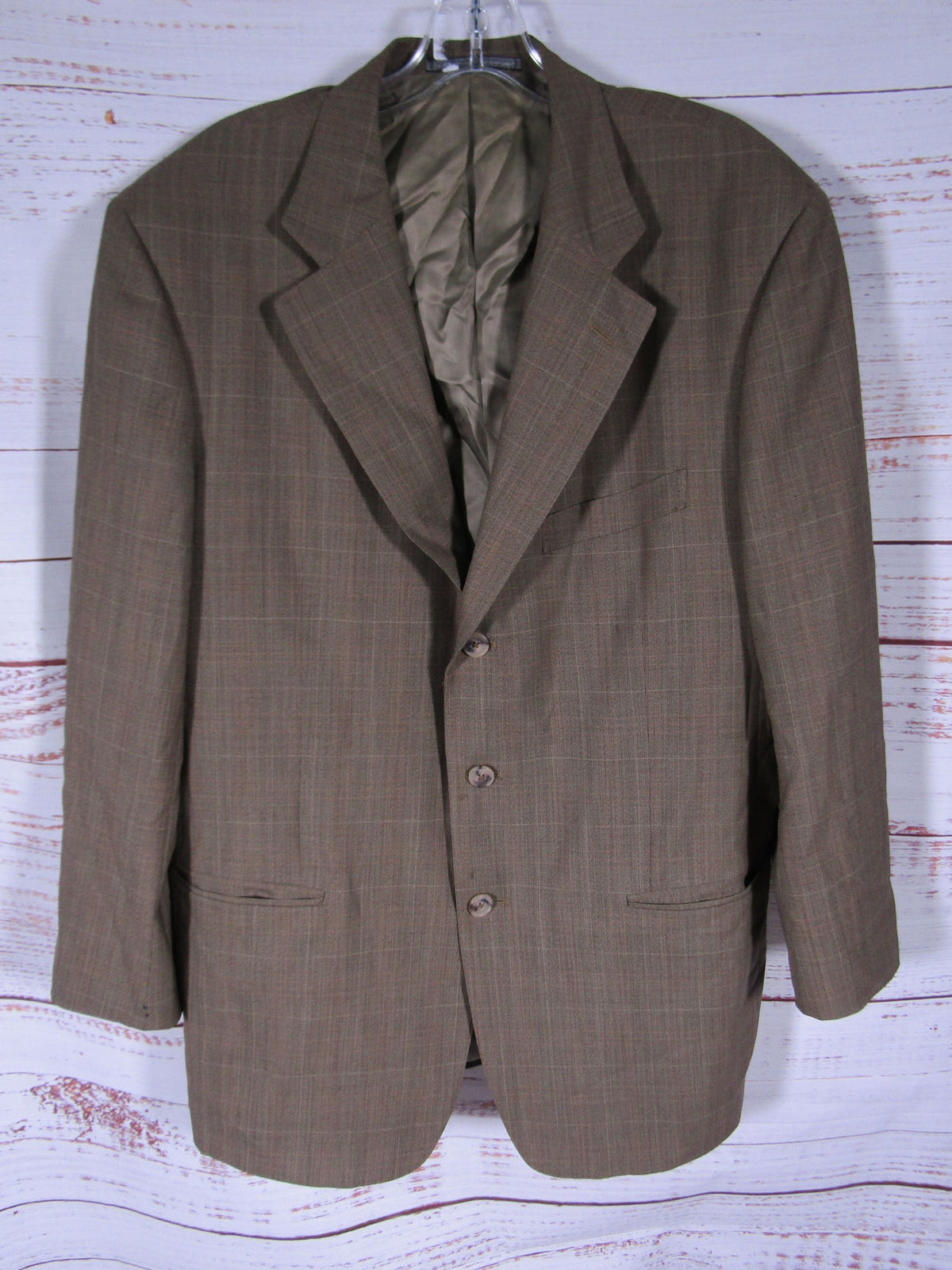 Ermenegildo Zegna Men's Brown Plaid Wool Blazer Jacket Size 40