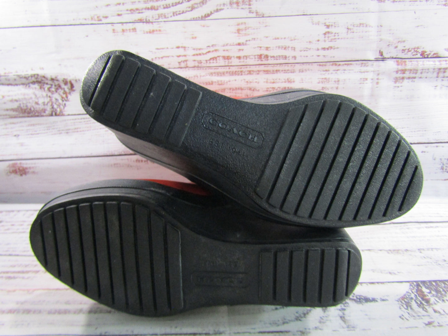 Coach Bina Women's Red Rubber Wedge Platform Rain Boots Size 9