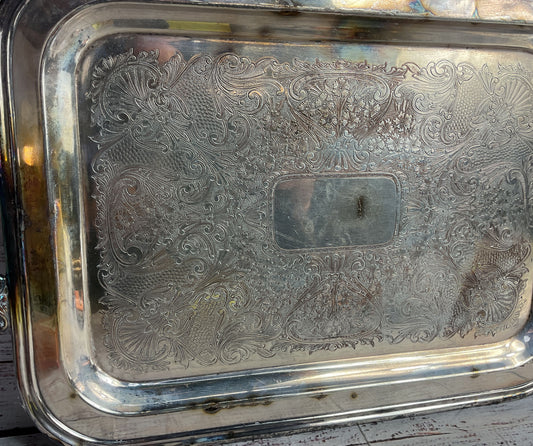 Marshall Field & Co. Silverware Vintage Engraved Serving Tray Silverplate