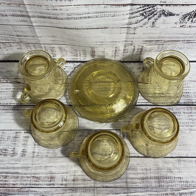 Vtg. Federal Glass Patrician Amber 8 Pc. Depression Era Tea Set