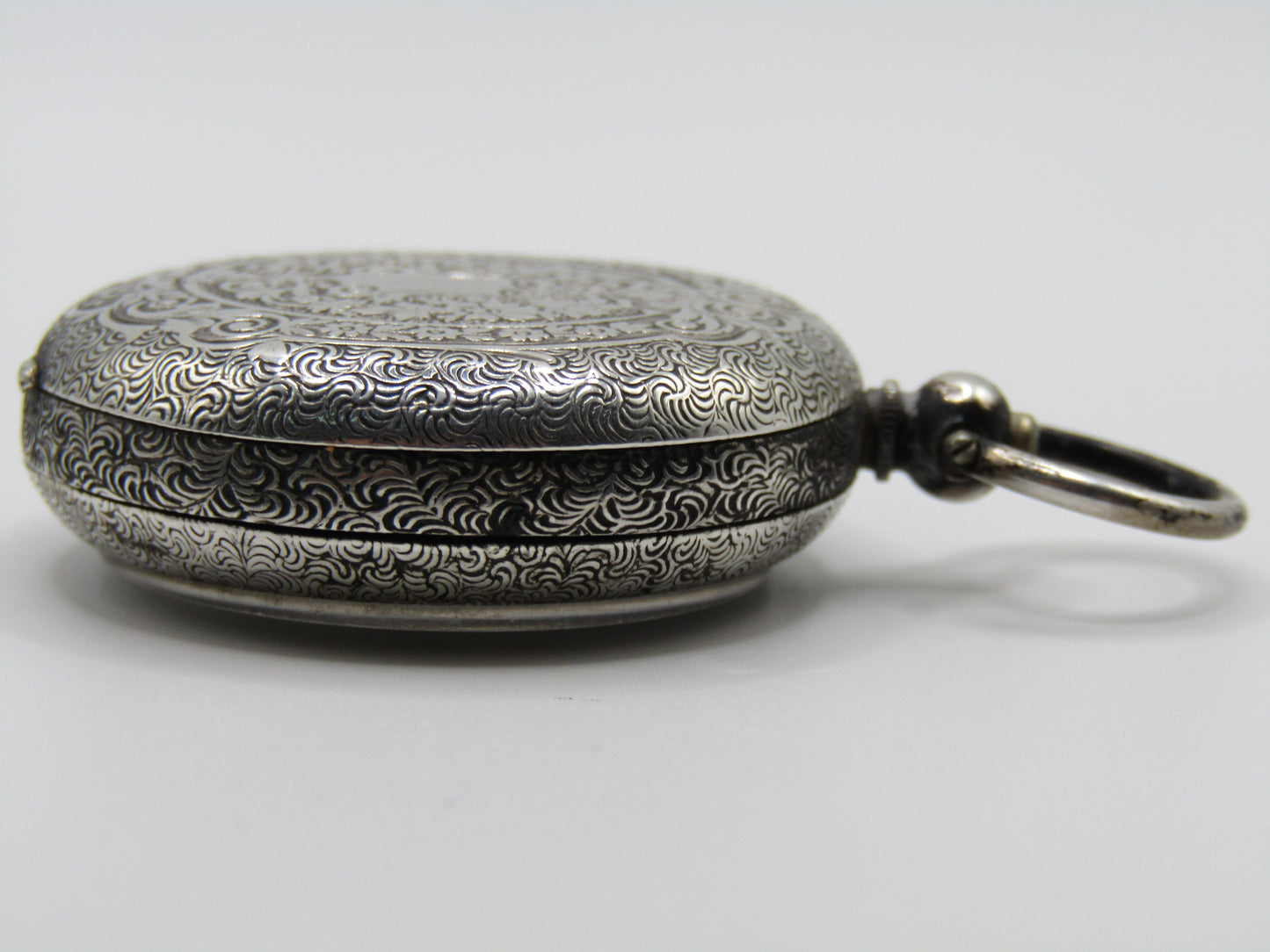 Antique David Perret & Fils The Plan Ornate Sterling Silver Pocket Watch