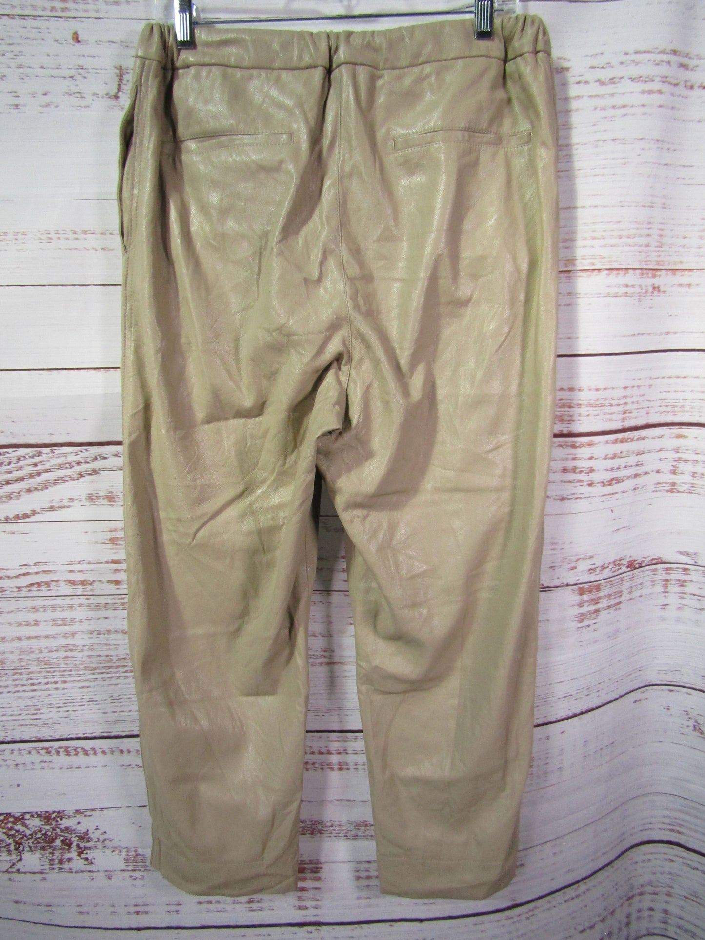 Nanushka Women's Beige Faux Leather Pants Size M