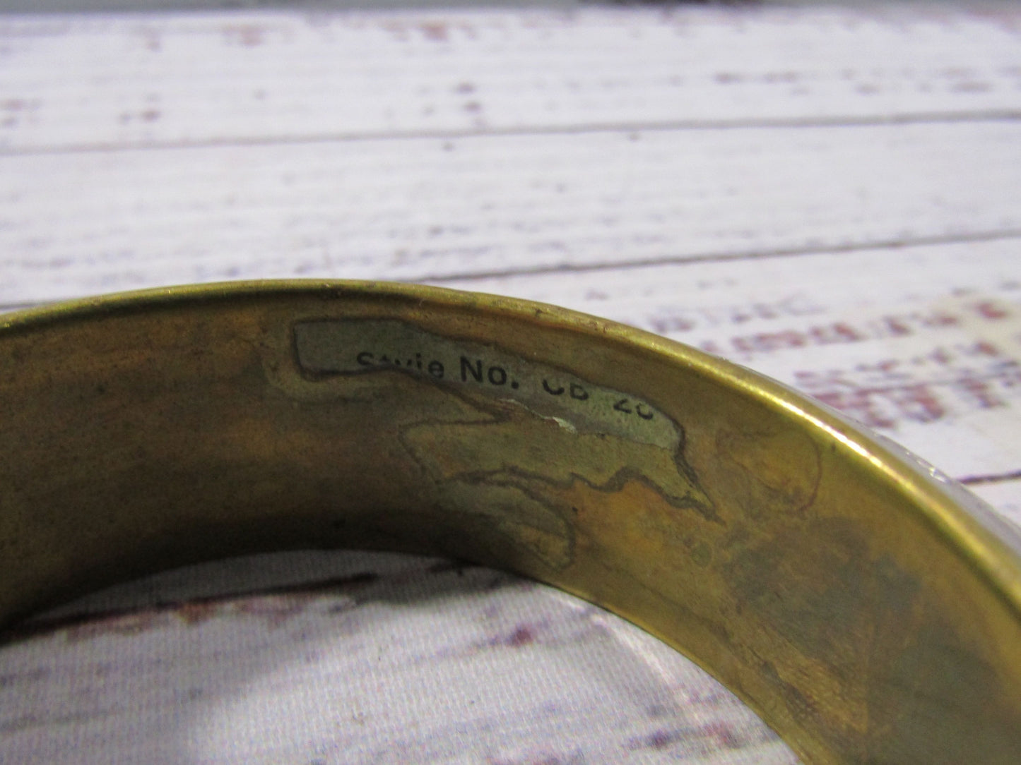 Vintage Handcrafted Floral Etched Silver Plated Brass Bangle Bracelet