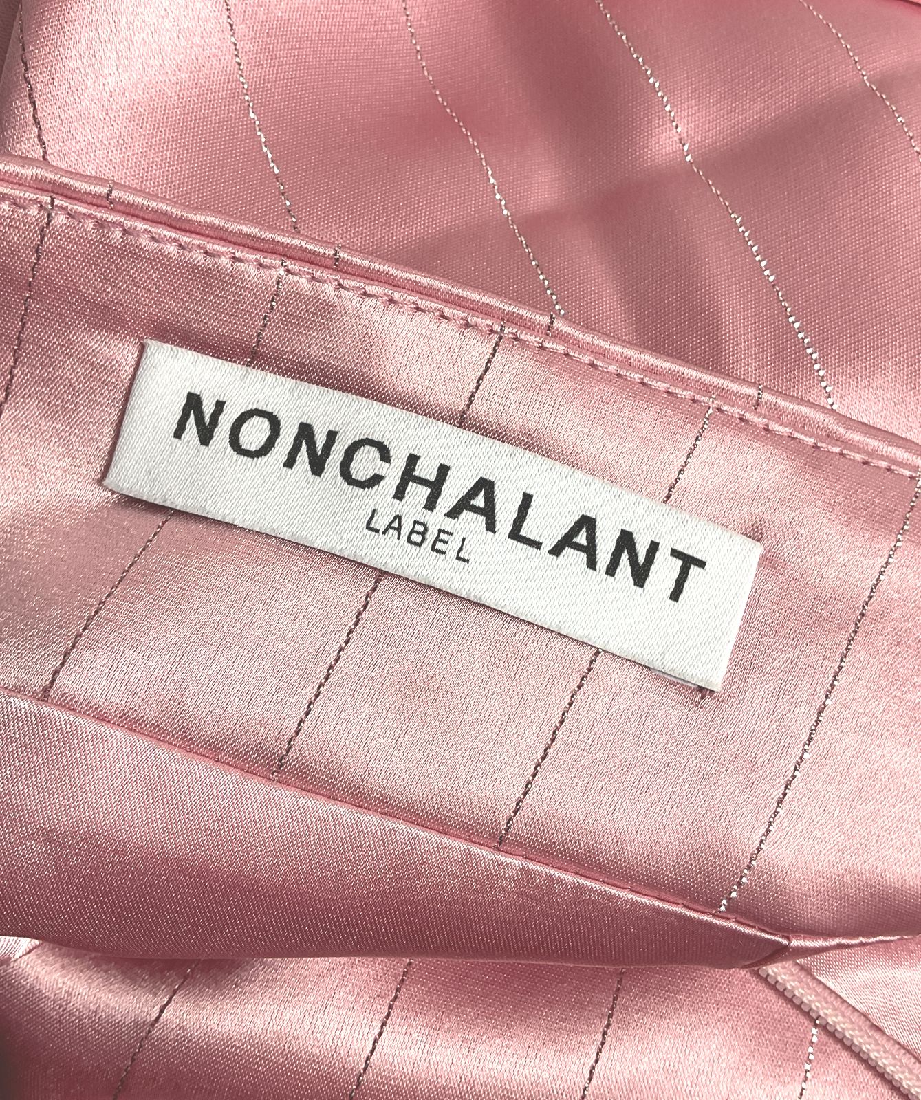 Nonchalant Tove Satin Pinstripe Mini Skirt Desert Rose XXL