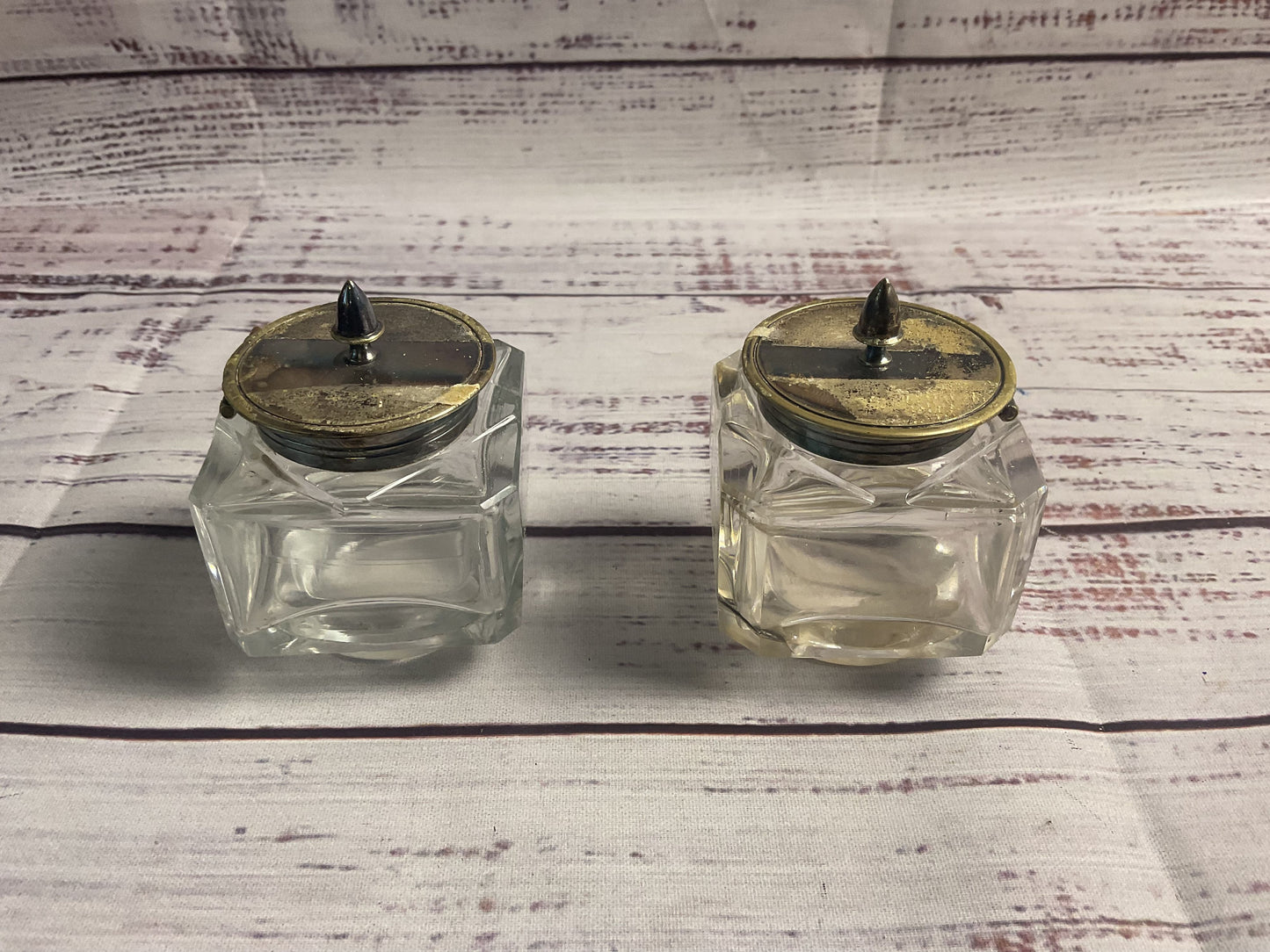 Antique Silver Plated Fountain Pen Inkstand With Jars