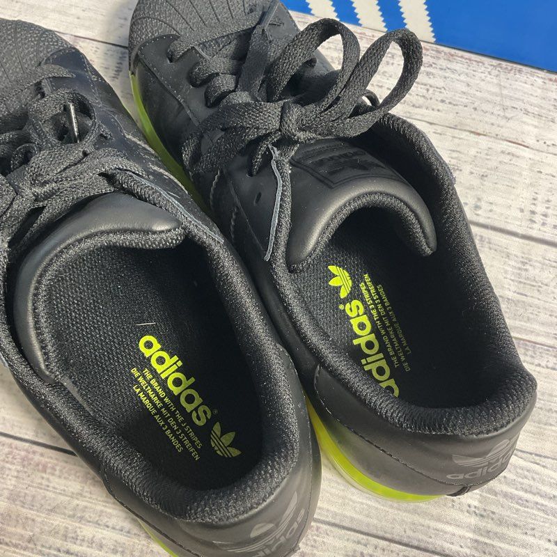 Adidas Superstar CLR Black/Electric Green Leather Sneaker Men's 7.5 w/ OG Box