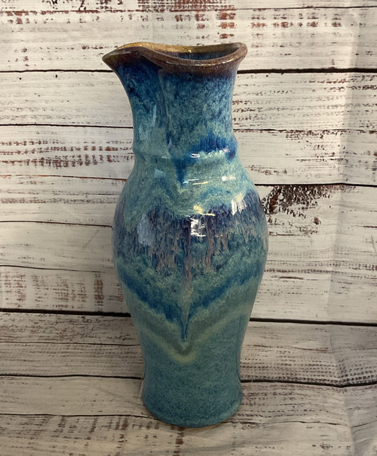 Vintage Stoneware Glazed Hand Made Vase Blue