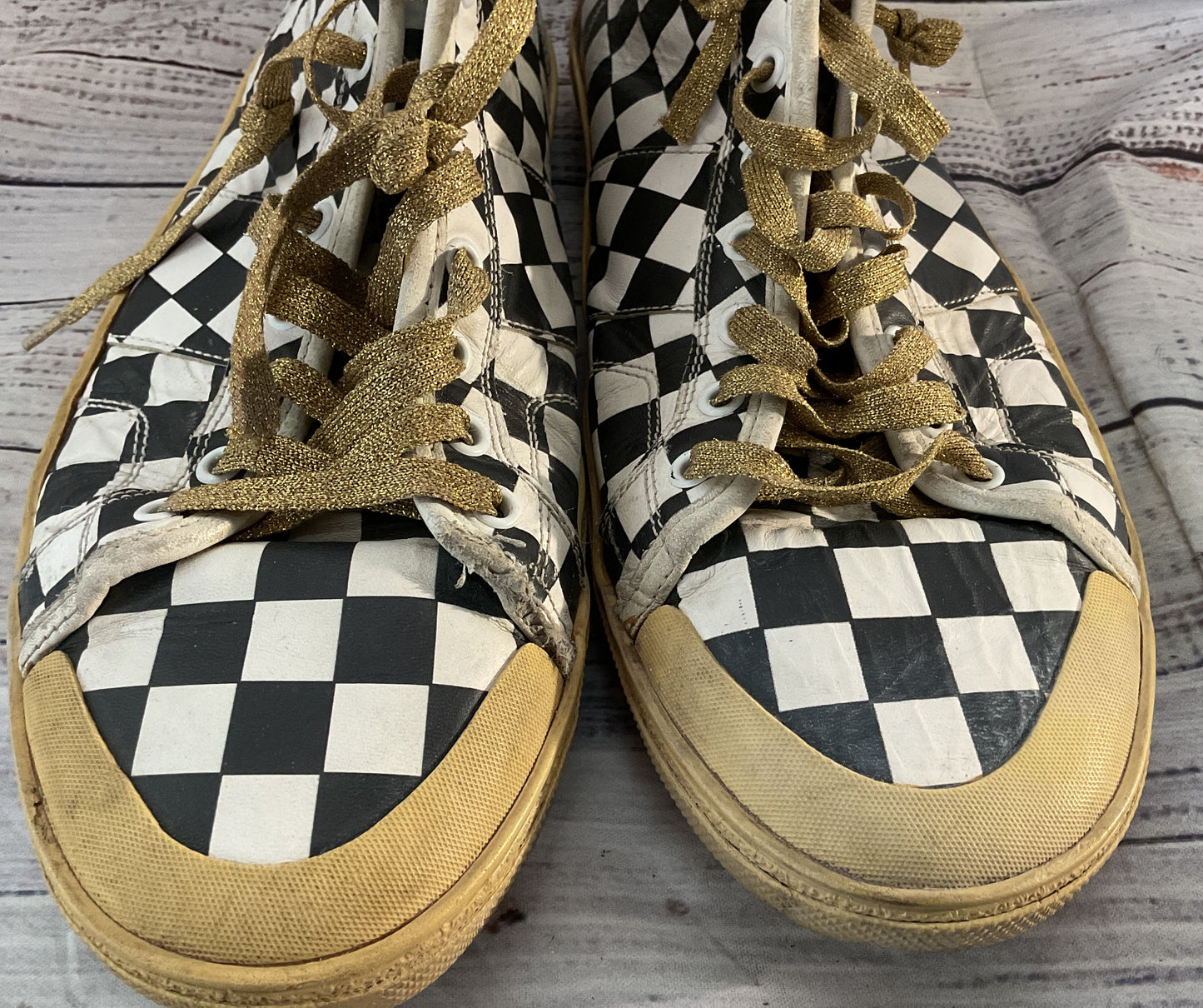 Saint Laurent Paris Hedi Slimane Checkered High Sneakers Multicolor 11.5