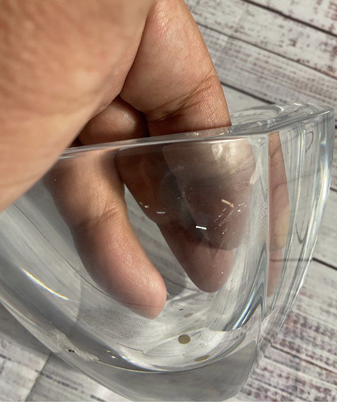 Orrefors Sweden Clear Glass Crystal Heavy Bowl Signed 3.25"x 5.25"