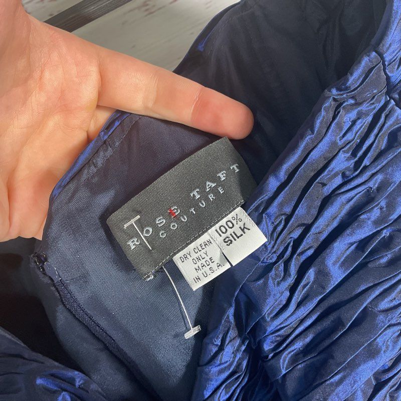 Rose Taft Couture Blue 100% Silk Cap Sleeve Ballgown Formal Dress Size in Desc.