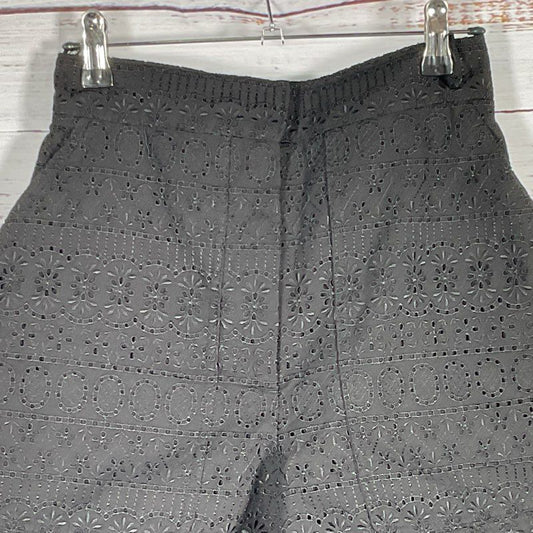 NWT VANESSA BRUNO Paris Women's Black Wide Leg High Waist Shorts- SZ 34/0 US
