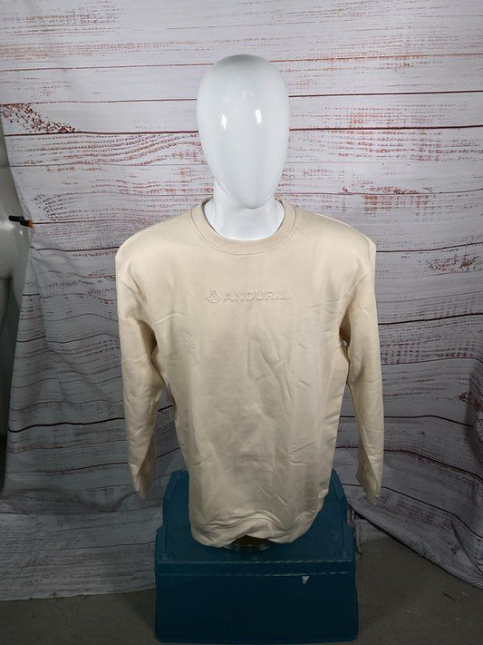 Anduril Industries Men's Cream Heavy 3D Embroidered Crewneck Sweatshirt 3XL
