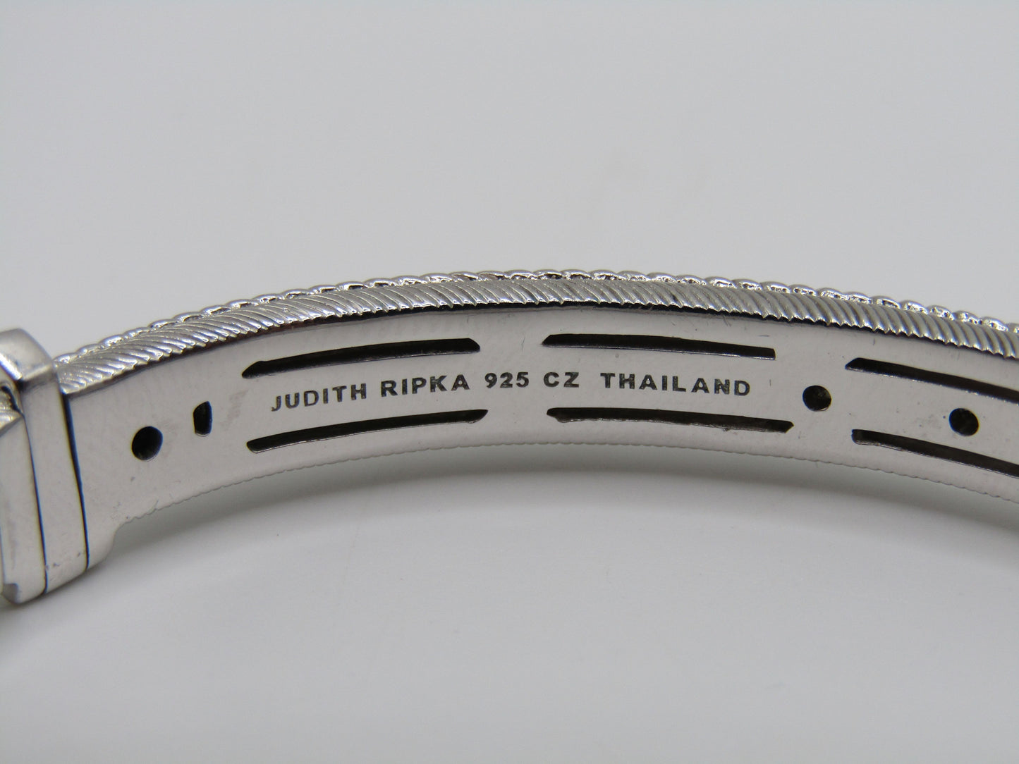 Judith Ripka Sterling Silver Blue Topaz Heart Cable Bangle Bracelet
