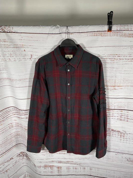 Men's Zadig & Voltaire Stan Flannel Plaid Red & Black Button Up Long Sleeve M