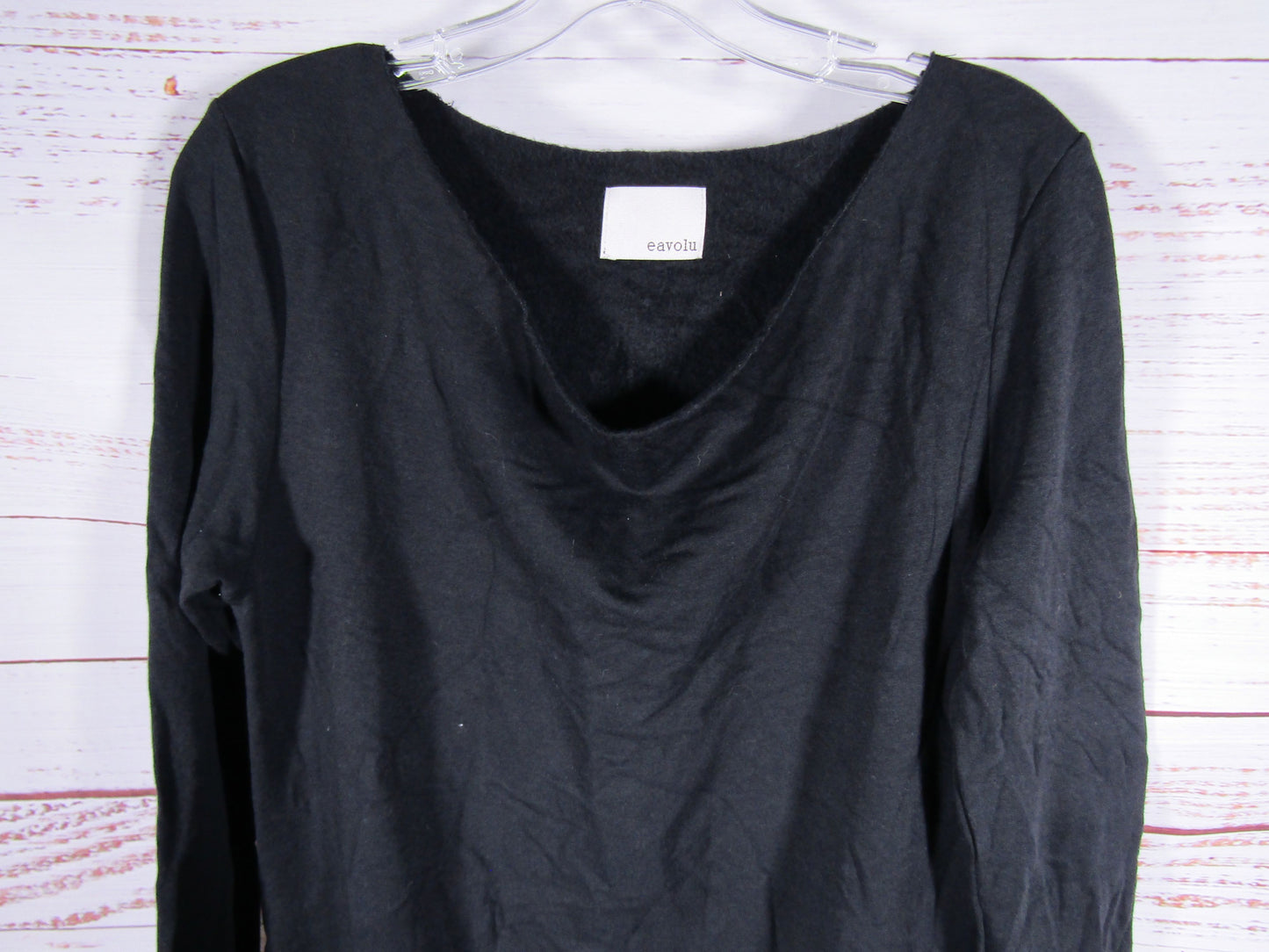 Eavolu Women's Black Cotton Blend Long Sleeve Mini Dress Size M / L