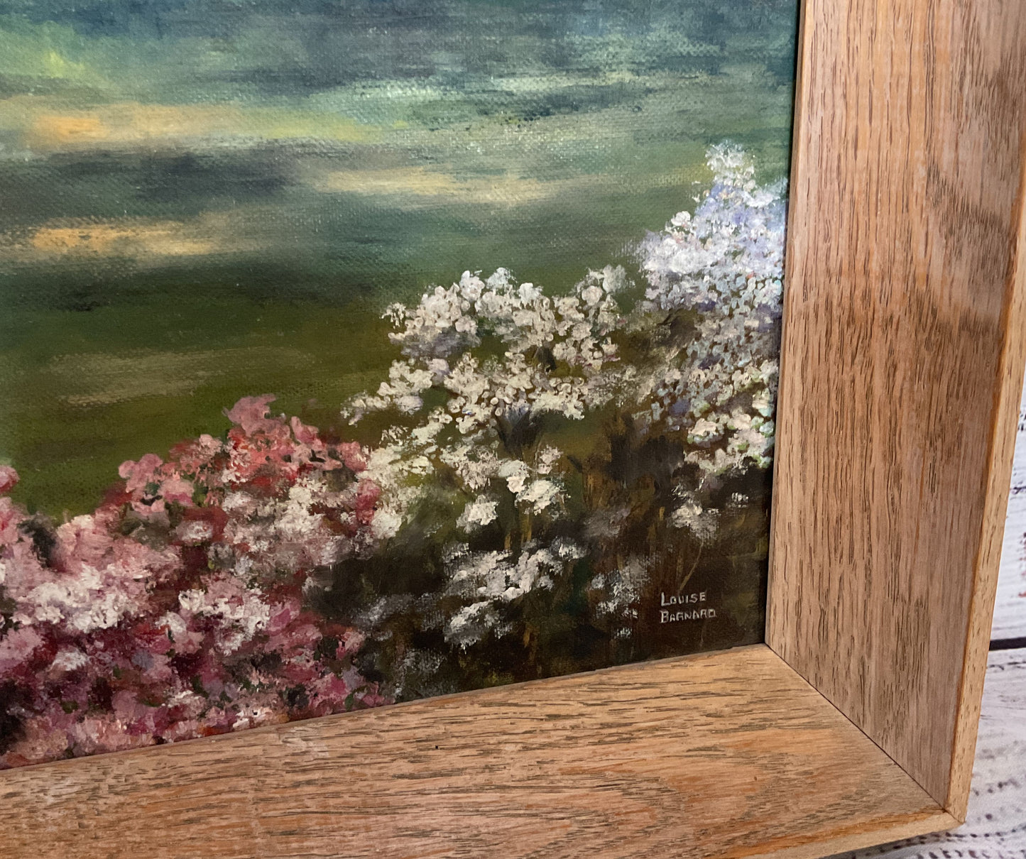 Garden In Oxnard, California Framed Painting Signed by Louise Bernard